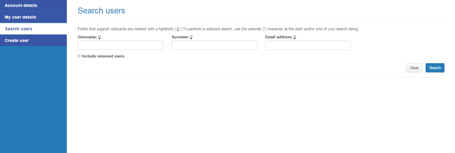 Search users page
