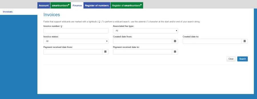 Invoices page