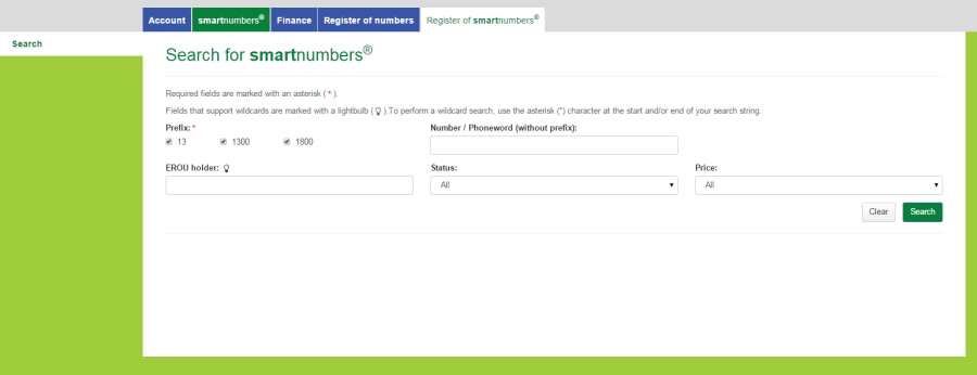 Search for smartnumbers page