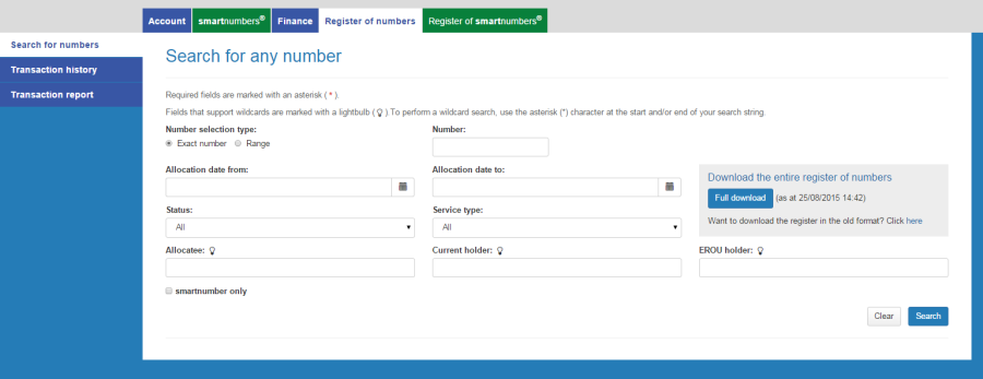 Search for any number page